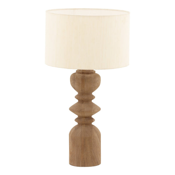 Karina Living Lanier Table Lamp - Elegant Light Brown Mango Wood Base with Raw Silk Shade for Timeless Decor DOV63071-LTBR