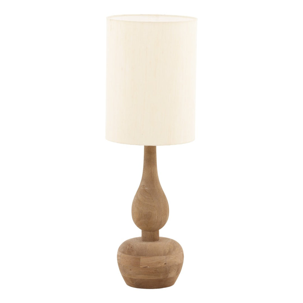 Karina Living Noir Table Lamp - Elegant Mango Wood Design with Raw Silk Shade for Warm, Ambient Lighting DOV63073-LTBR