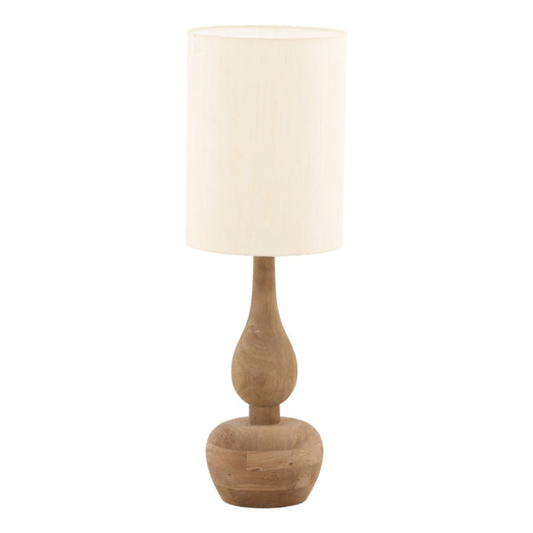 Karina Living Noir Table Lamp - Elegant Mango Wood Design with Raw Silk Shade for Warm, Ambient Lighting DOV63073-LTBR