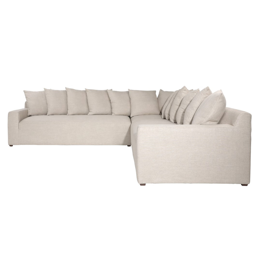 Dovetail Marcia L-Shape Sectional Linen Blend - Angora Sand