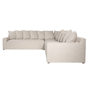 Dovetail Marcia L-Shape Sectional Linen Blend - Angora Sand