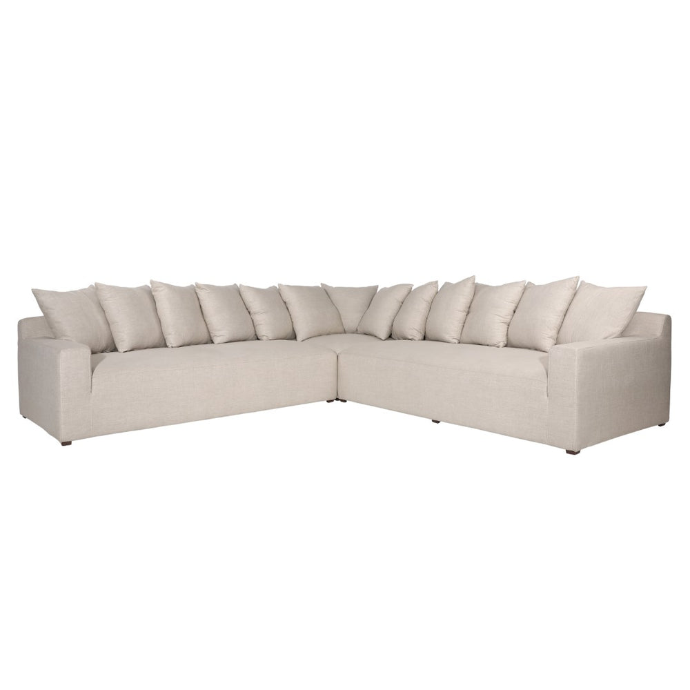 Dovetail Marcia L-Shape Sectional Linen Blend - Angora Sand