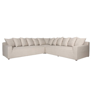 Dovetail Marcia L-Shape Sectional Linen Blend - Angora Sand