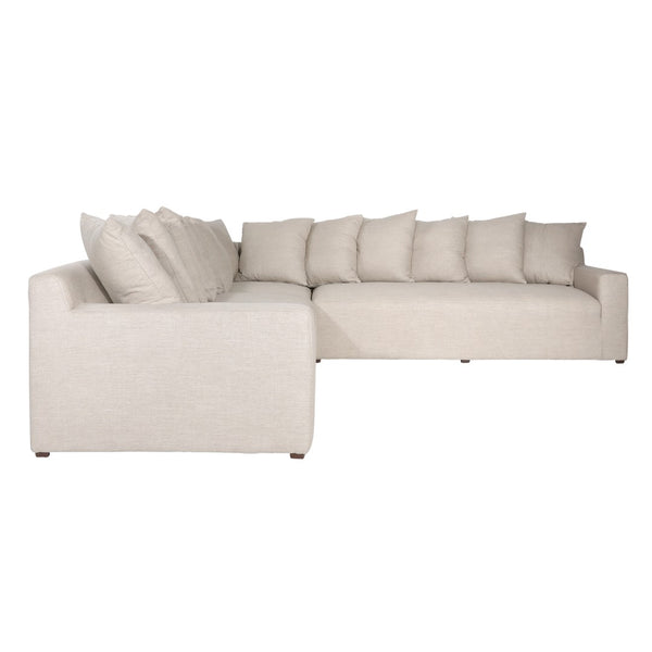 Dovetail Marcia L-Shape Sectional Linen Blend - Angora Sand