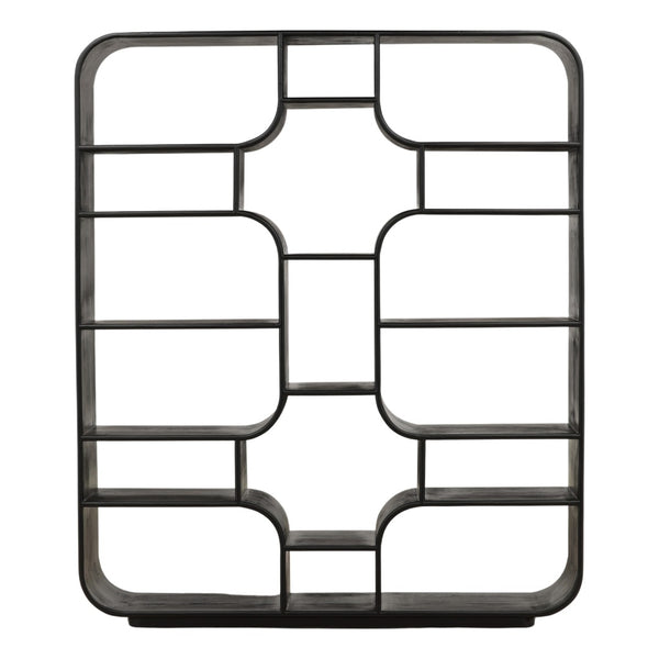 Karina Living Gaetan Bookcase – Sleek Black Mindi Wood Shelving Unit for Stylish Storage & Display in Any Room DOV6472-BLCK