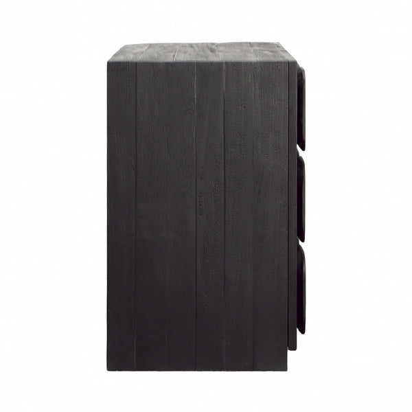 Dovetail Marika Sideboard Black Finish Mixed Exotic Wood DOV6482