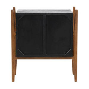 Dovetail Emberly Nighstand Black Black and Natural Mindi Wood and Teak Wood DOV6497-BLCK