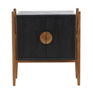 Dovetail Emberly Nighstand Black Black and Natural Mindi Wood and Teak Wood DOV6497-BLCK