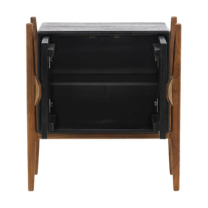 Dovetail Emberly Nighstand Black Black and Natural Mindi Wood and Teak Wood DOV6497-BLCK