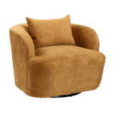 Karina Living Swivel Chair Polyester Velvet Upholstery, Select Hardwood Frame and Metal Base - Camel