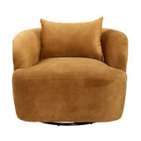 Dovetail Browne Swivel Chair Polyester Velvet Upholstery, Select Hardwood Frame and Metal Base - Camel