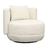 Karina Living Swivel Chair Polyester Velvet Upholstery, Select Hardwood Frame and Metal Base - Ivory