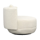 Dovetail Deleon Swivel Chair Polyester Velvet Upholstery, Select Hardwood Frame and Metal Base - Ivory 