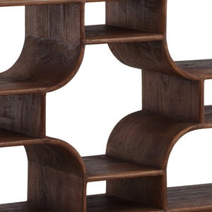 Karina Living Gaetan Elegant Brown Mindi Wood Bookcase - Tall, Slim Storage Solution for Modern & Classic Decor DOV6572-BRWN