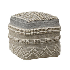 Dovetail Benedict Pouf Handwoven Wool - Grey, Taupe and Ivory 