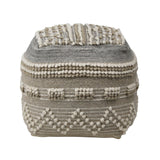 Dovetail Benedict Pouf Handwoven Wool - Grey, Taupe and Ivory 