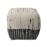 Dovetail Montague Pouf Handwoven Wool - Ivory and Grey 