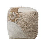 Dovetail Emmele Pouf Handwoven Wool, Jute and Cotton - Natural and Ivory 