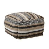 Dovetail Chastity Pouf Handwoven Wool and Jute - Natural, White and Black 