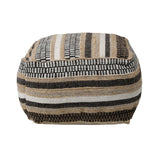Dovetail Chastity Pouf Handwoven Wool and Jute - Natural, White and Black 