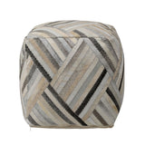 Dovetail Edith Pouf Goat Hide - Grey, Brown and Natural