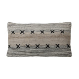 Dovetail Kenya Pillow Handwoven Wool and Cotton - Grey, Taupe and Black 