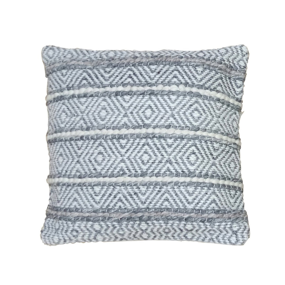 Karina Living Adir Outdoor Pillow - Handwoven Eco-Friendly Grey & Ivory Cushion for Stylish, Durable Comfort DOV6824