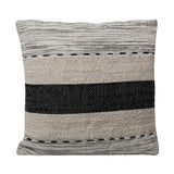 Dovetail Jabari Pillow Handwoven Wool and Cotton - Charcoal, Grey and Ivory 