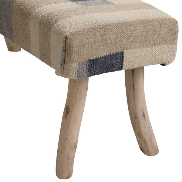 Dovetail Muriel Bench Handwoven Punja Kilim Wool and Eucalyptus Wood - Multicolor 