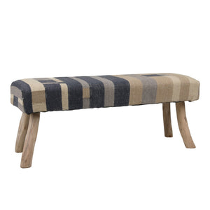 Dovetail Muriel Bench Handwoven Punja Kilim Wool and Eucalyptus Wood - Multicolor 