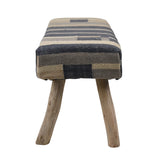 Dovetail Muriel Bench Handwoven Punja Kilim Wool and Eucalyptus Wood - Multicolor 