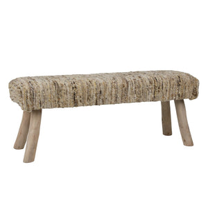 Dovetail Fidel Bench Handwoven Wool and Eucalyptus Wood - Natural 