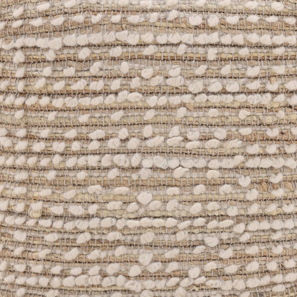 Karina Living Yuri Pouf in Ivory - Handwoven Wool & Jute Accent Piece for Modern, Boho, & Scandinavian Interiors DOV6923-IVRY