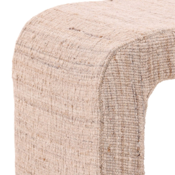 Karina Living Yaelle Stool Beige - Handcrafted Accent Seat with Soft Wool Blend Upholstery for Any Room Decor DOV6940-BEIG