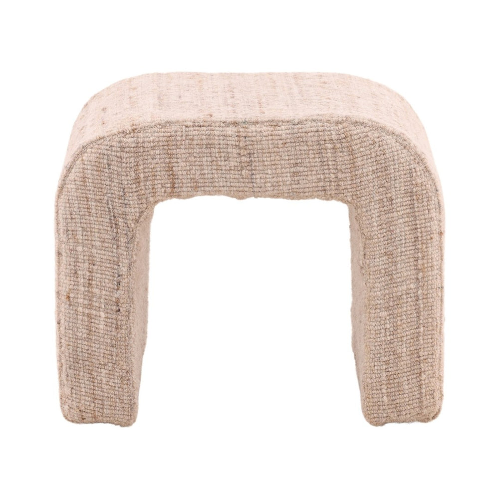 Karina Living Yaelle Stool Beige - Handcrafted Accent Seat with Soft Wool Blend Upholstery for Any Room Decor DOV6940-BEIG