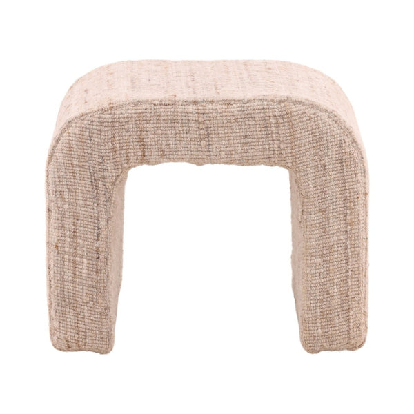 Karina Living Yaelle Stool Beige - Handcrafted Accent Seat with Soft Wool Blend Upholstery for Any Room Decor DOV6940-BEIG