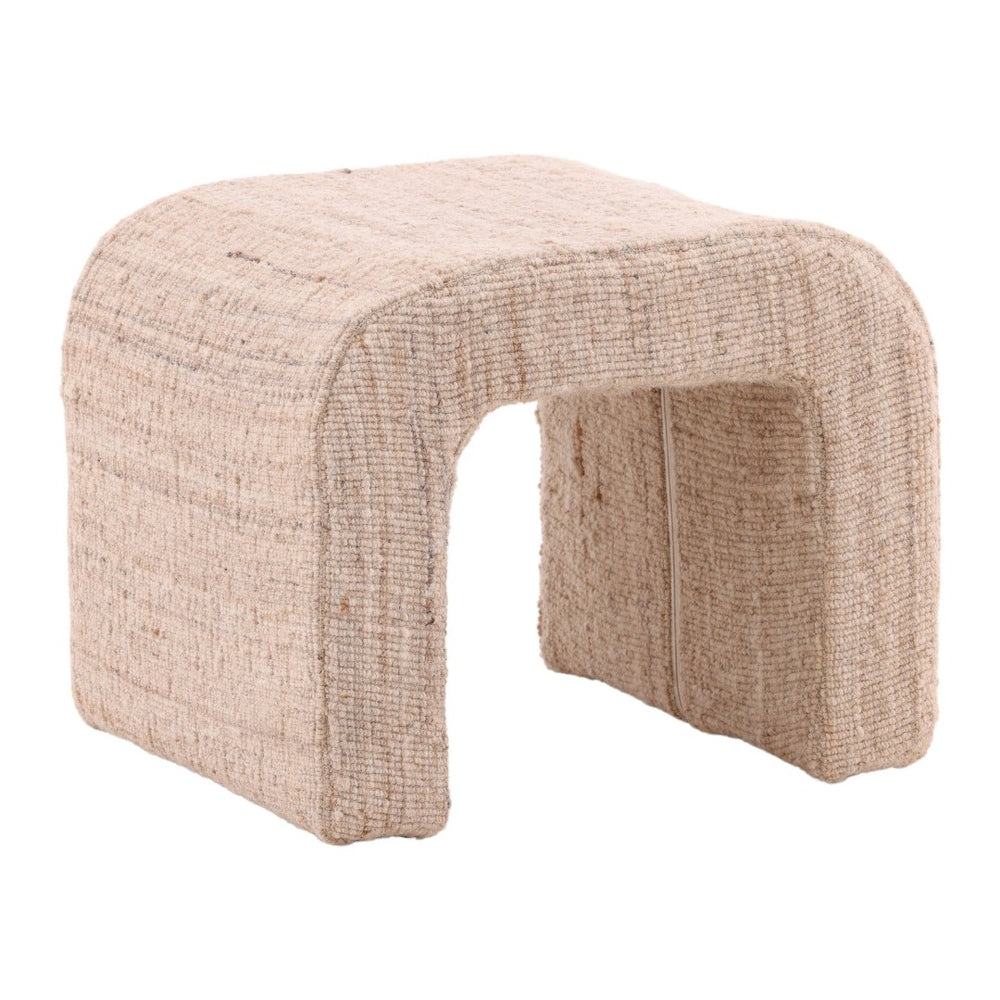 Karina Living Yaelle Stool Beige - Handcrafted Accent Seat with Soft Wool Blend Upholstery for Any Room Decor DOV6940-BEIG