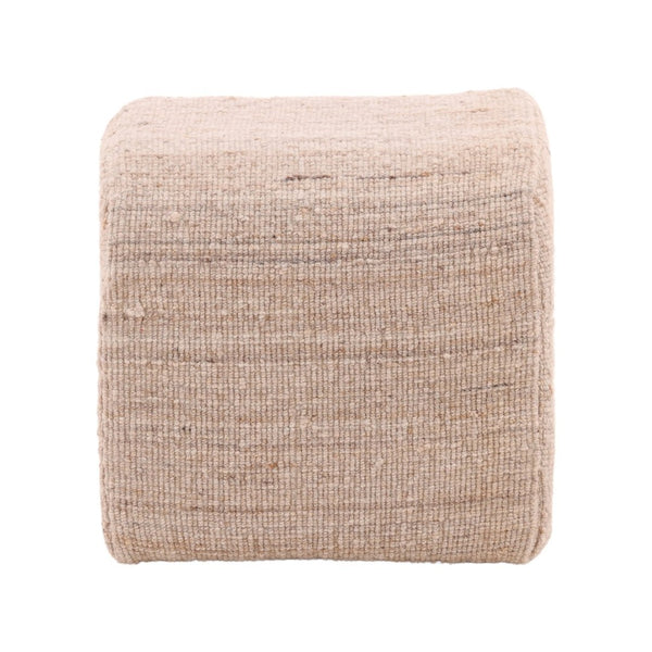 Karina Living Yaelle Stool Beige - Handcrafted Accent Seat with Soft Wool Blend Upholstery for Any Room Decor DOV6940-BEIG