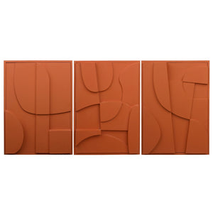 Dovetail Harlow Wall Art Set of 3 Lightweight Concrete - Terracotta