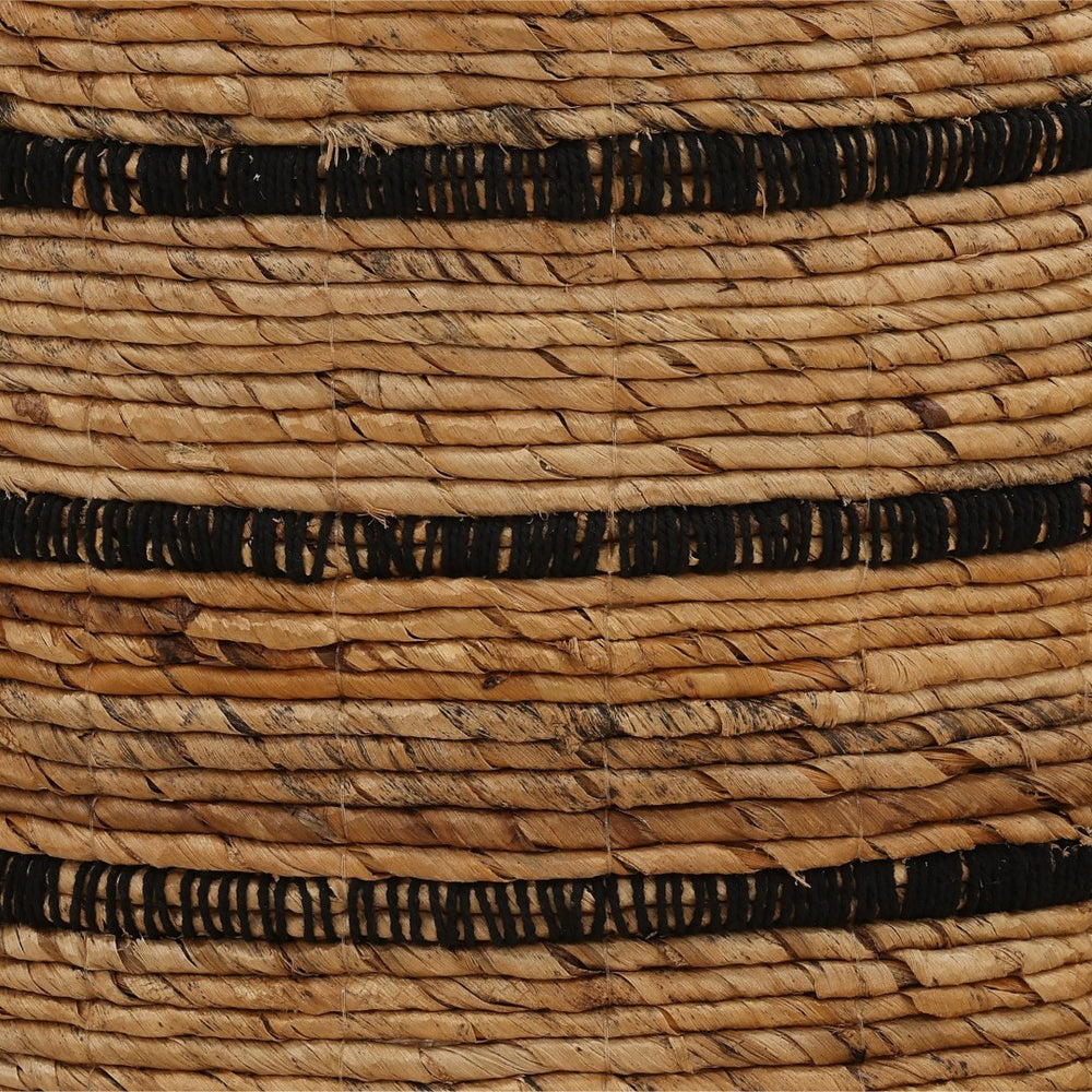 Karina Living Wichita Handwoven Basket Set of 3 - Stylish Storage with Natural Banana Leaf & Black Accents DOV71028-NATL