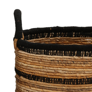Karina Living Wichita Handwoven Basket Set of 3 - Stylish Storage with Natural Banana Leaf & Black Accents DOV71028-NATL