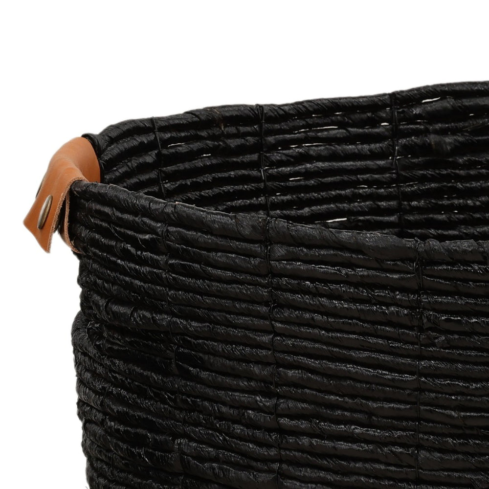 Karina Living Lorian Set of 3 Black Woven Baskets - Stylish Storage for Blankets, Toys & Home Decor Organization DOV71040-BLCK