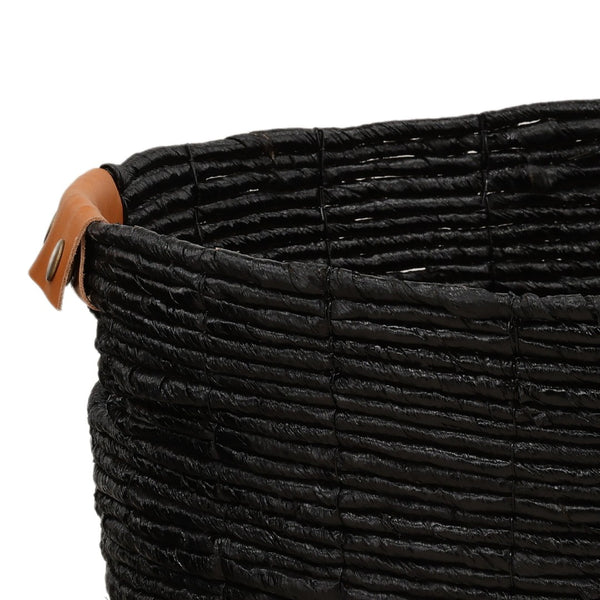Karina Living Lorian Set of 3 Black Woven Baskets - Stylish Storage for Blankets, Toys & Home Decor Organization DOV71040-BLCK