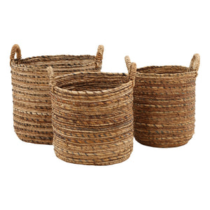Karina Living Milos Handwoven Basket Set of 3 - Natural Storage Solution for Boho, Coastal, and Rustic Decor DOV71041-NATL