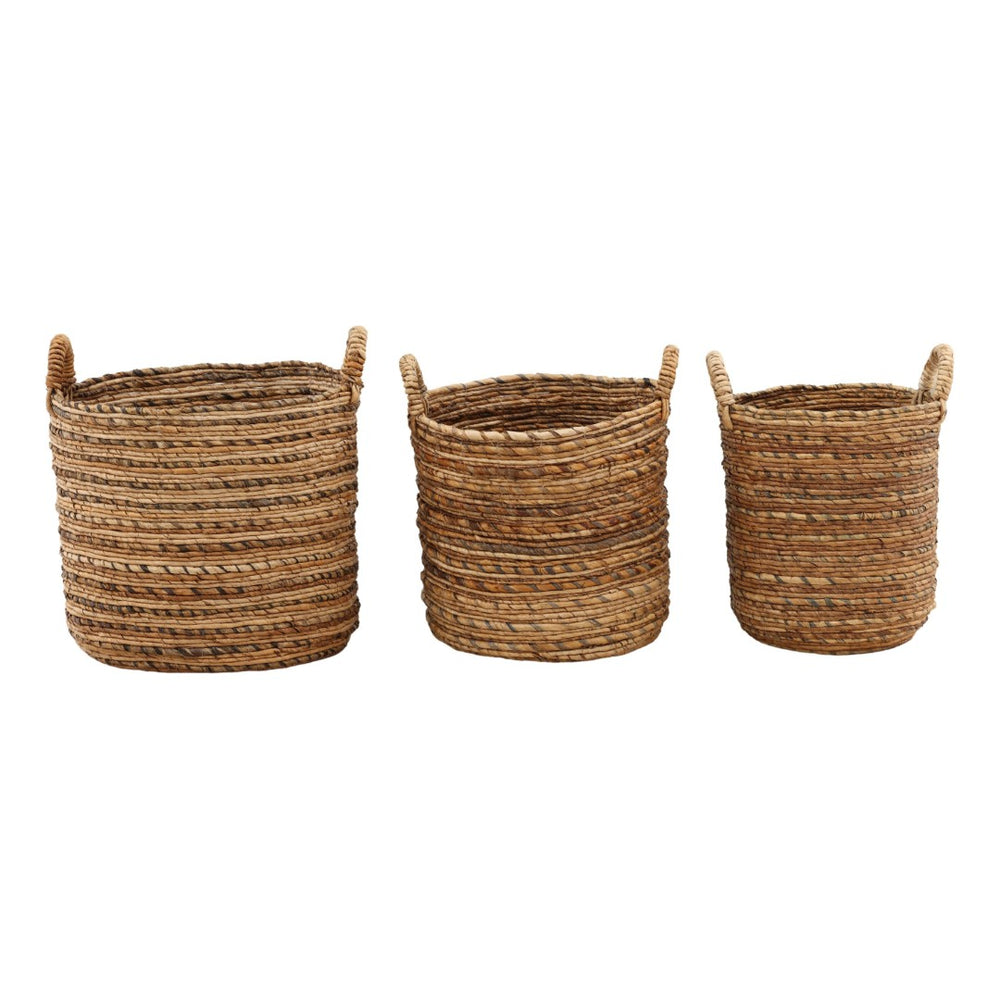 Karina Living Milos Handwoven Basket Set of 3 - Natural Storage Solution for Boho, Coastal, and Rustic Decor DOV71041-NATL