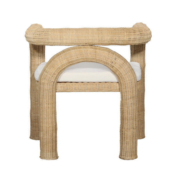 Dovetail Ernestine Occasional Chair White Natural Natural and Off White Rattan Frame and Cushioned Seat DOV72000-WHNA