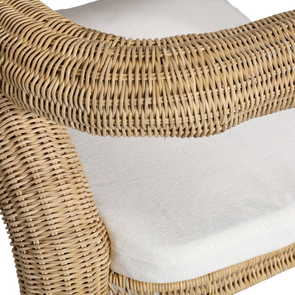 Dovetail Ernestine Occasional Chair White Natural Natural and Off White Rattan Frame and Cushioned Seat DOV72000-WHNA