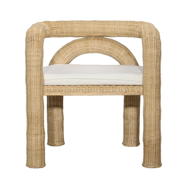 Dovetail Ernestine Occasional Chair White Natural Natural and Off White Rattan Frame and Cushioned Seat DOV72000-WHNA