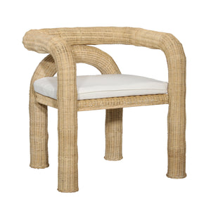 Dovetail Ernestine Occasional Chair White Natural Natural and Off White Rattan Frame and Cushioned Seat DOV72000-WHNA