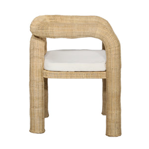 Dovetail Ernestine Occasional Chair White Natural Natural and Off White Rattan Frame and Cushioned Seat DOV72000-WHNA